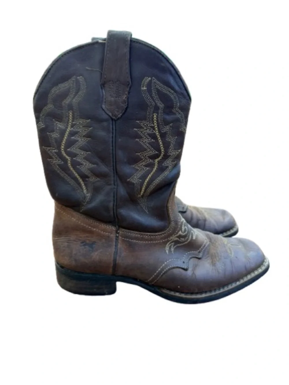 Vintage Texas Gold Minors Brown Leather Western Cowboy Boots Youth Size 5 USA